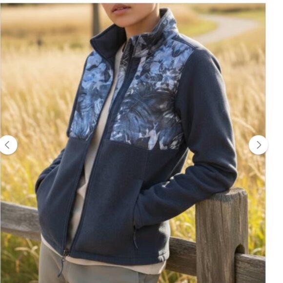 The North Face 200 Tundra Denali fleece jacket in Blue floral camo Size M - Picture 1 of 12